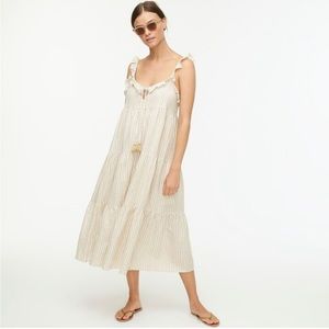 NWT J crew 🤍 Tiered ruffle maxi beach dress in crinkle cotton